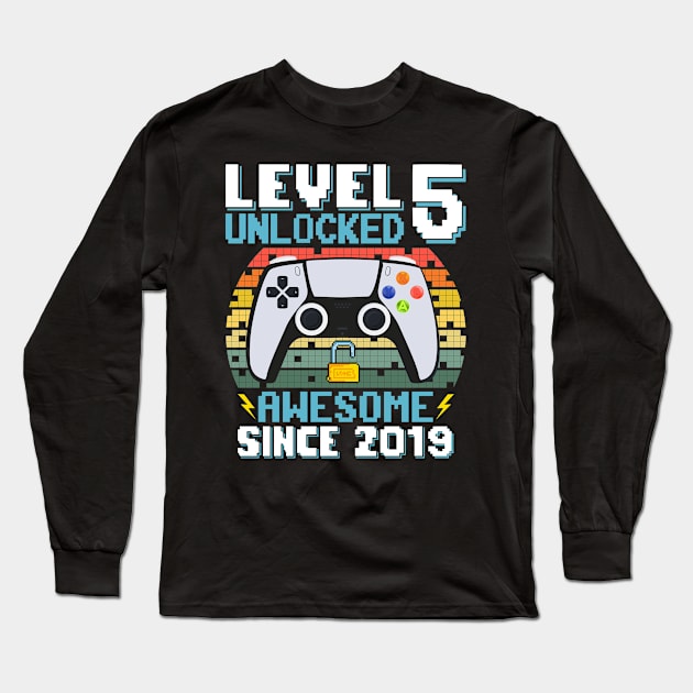 Level 5 Unlocked Awesome Since 2019 Long Sleeve T-Shirt by Asg Design